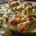 Chicken Alfredo Stuffed Zucchini Boats