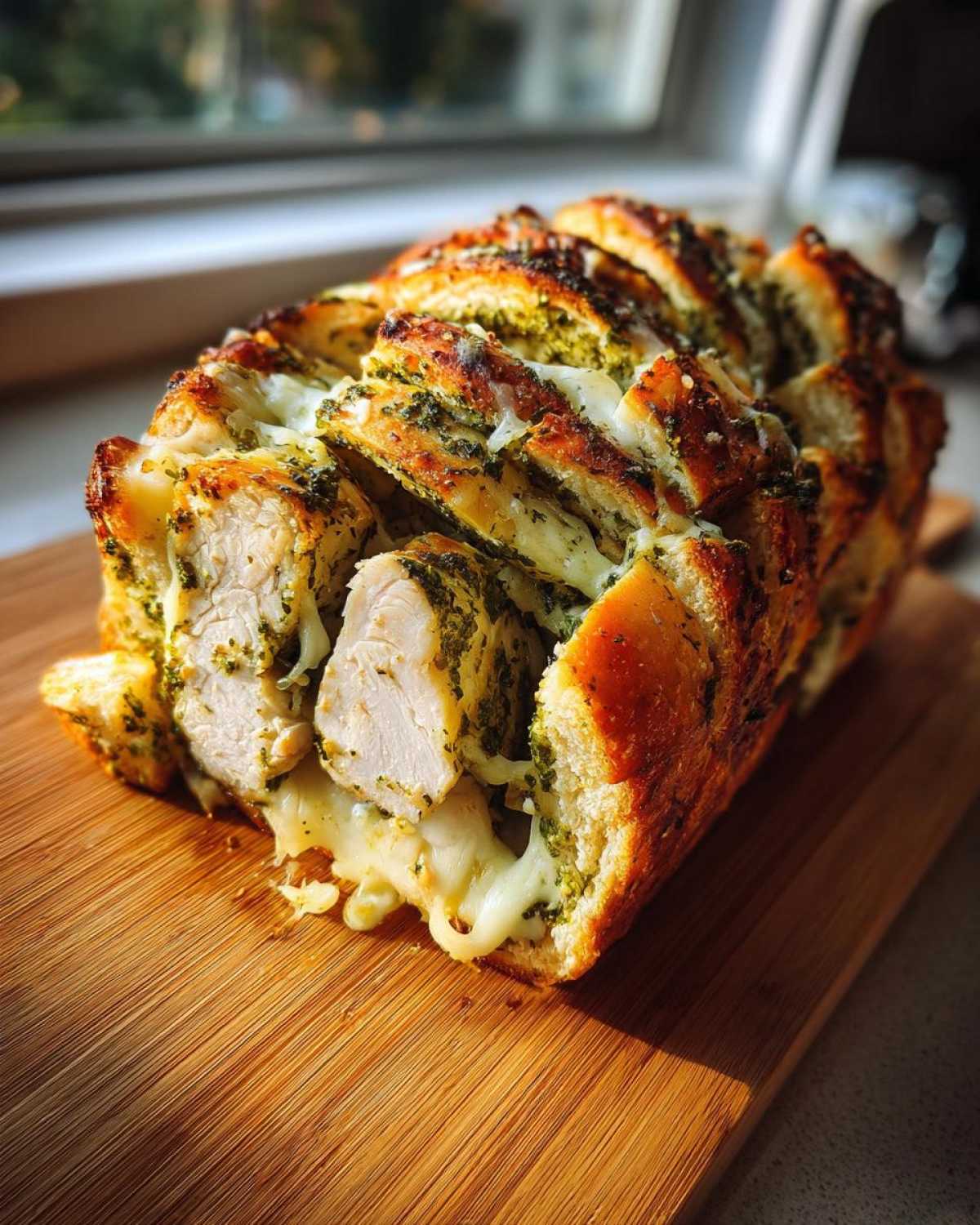 Pesto Chicken Stuffed Bread - detail 1
