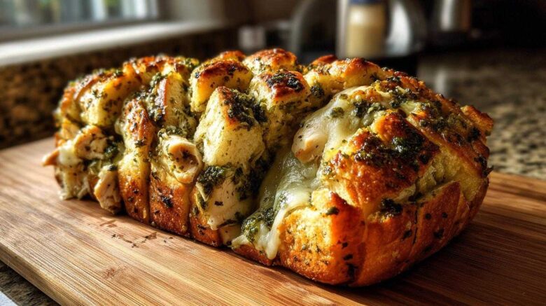 Pesto Chicken Stuffed Bread