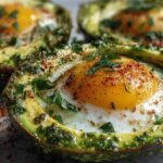 Pesto Eggs in Avocado Boats