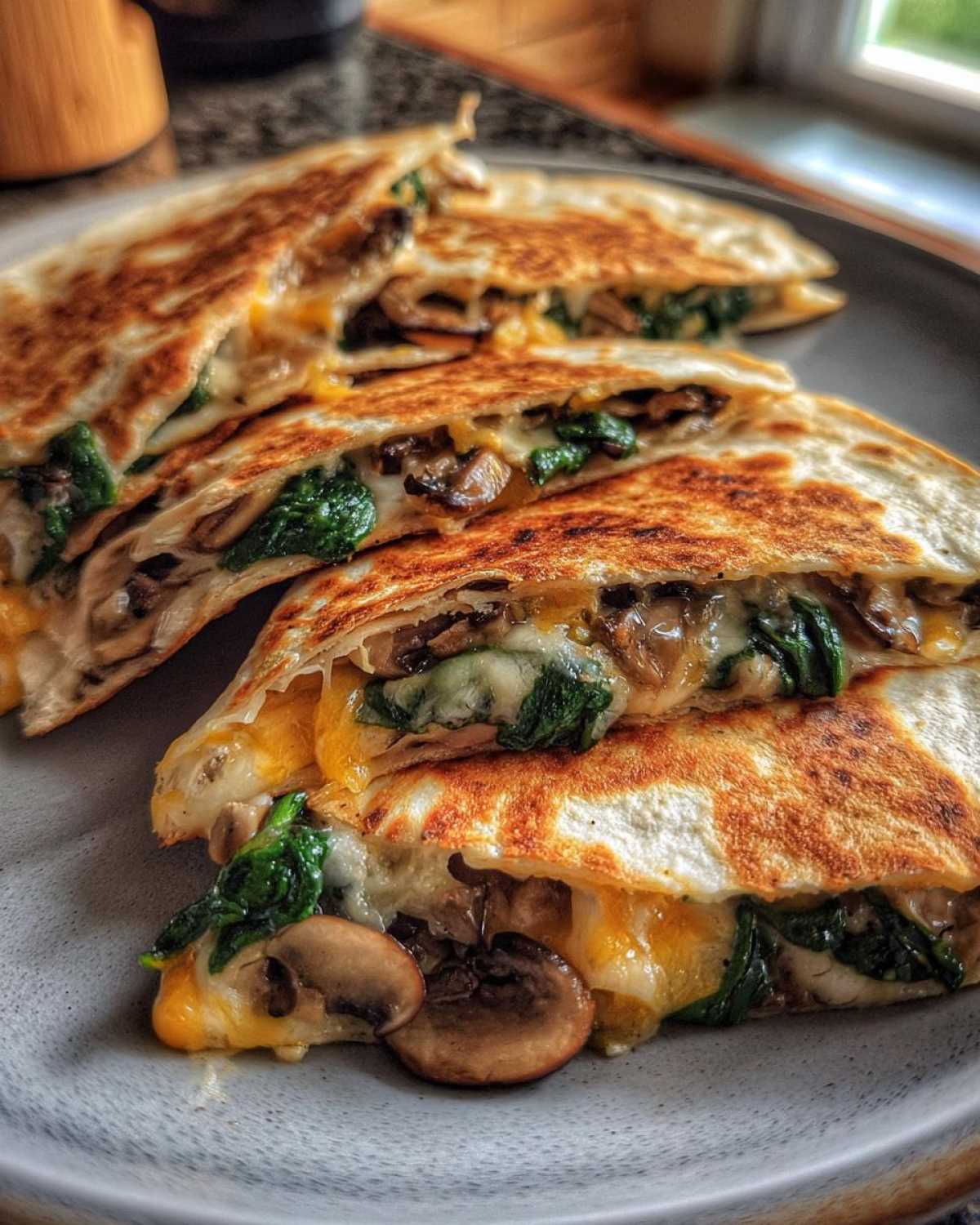 Spinach Mushroom Quesadilla - detail 1