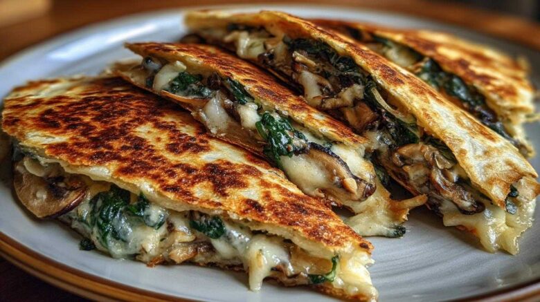 Spinach Mushroom Quesadilla