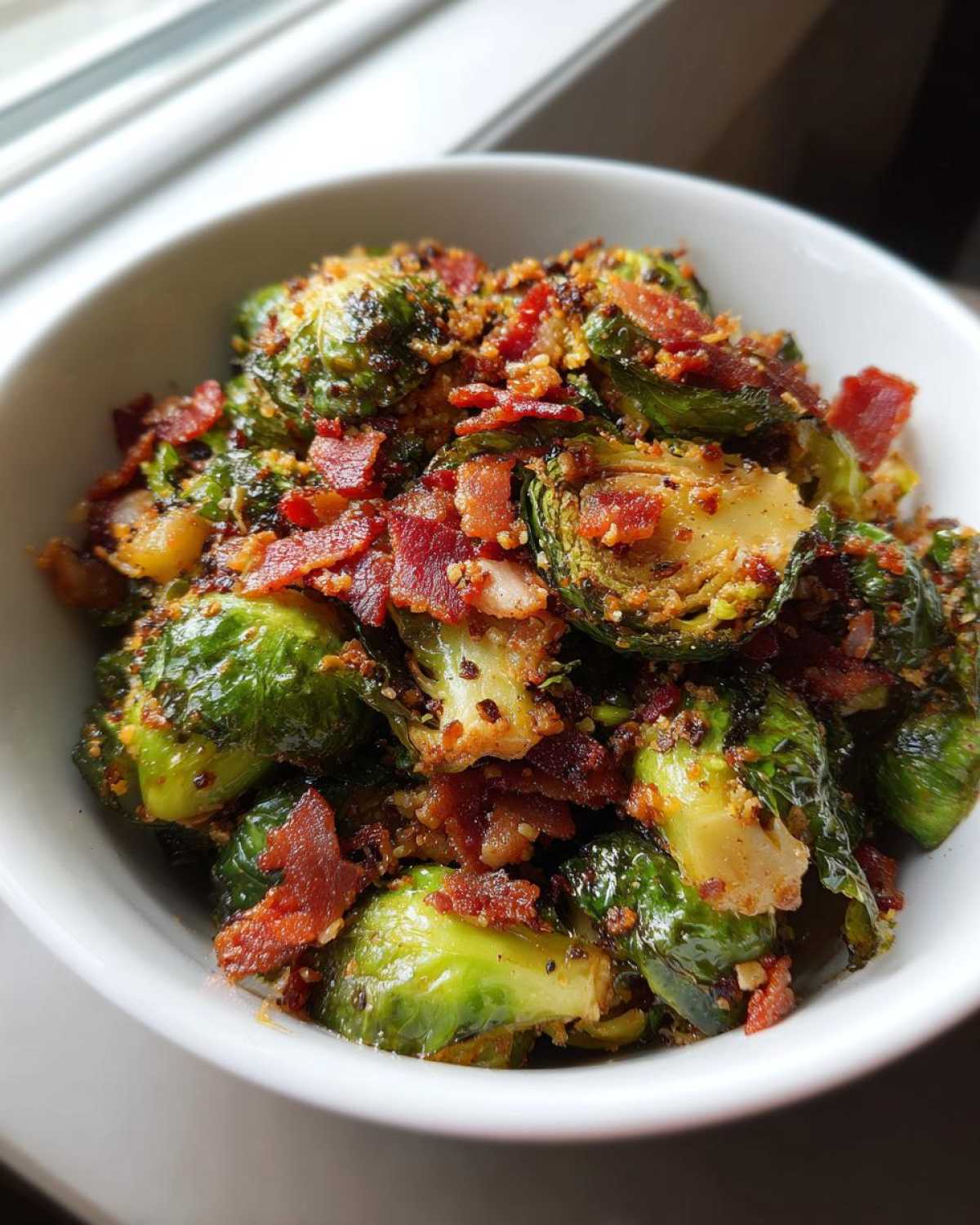 Air Fryer Brussels Sprouts with Bacon - detail 1