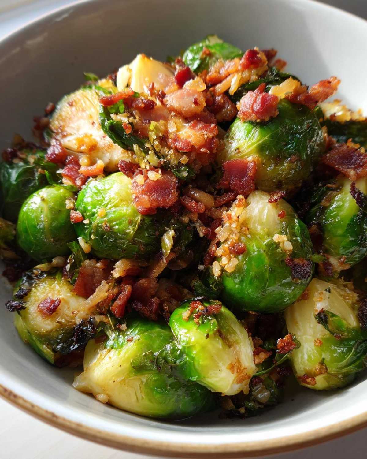 Air Fryer Brussels Sprouts with Bacon - detail 2