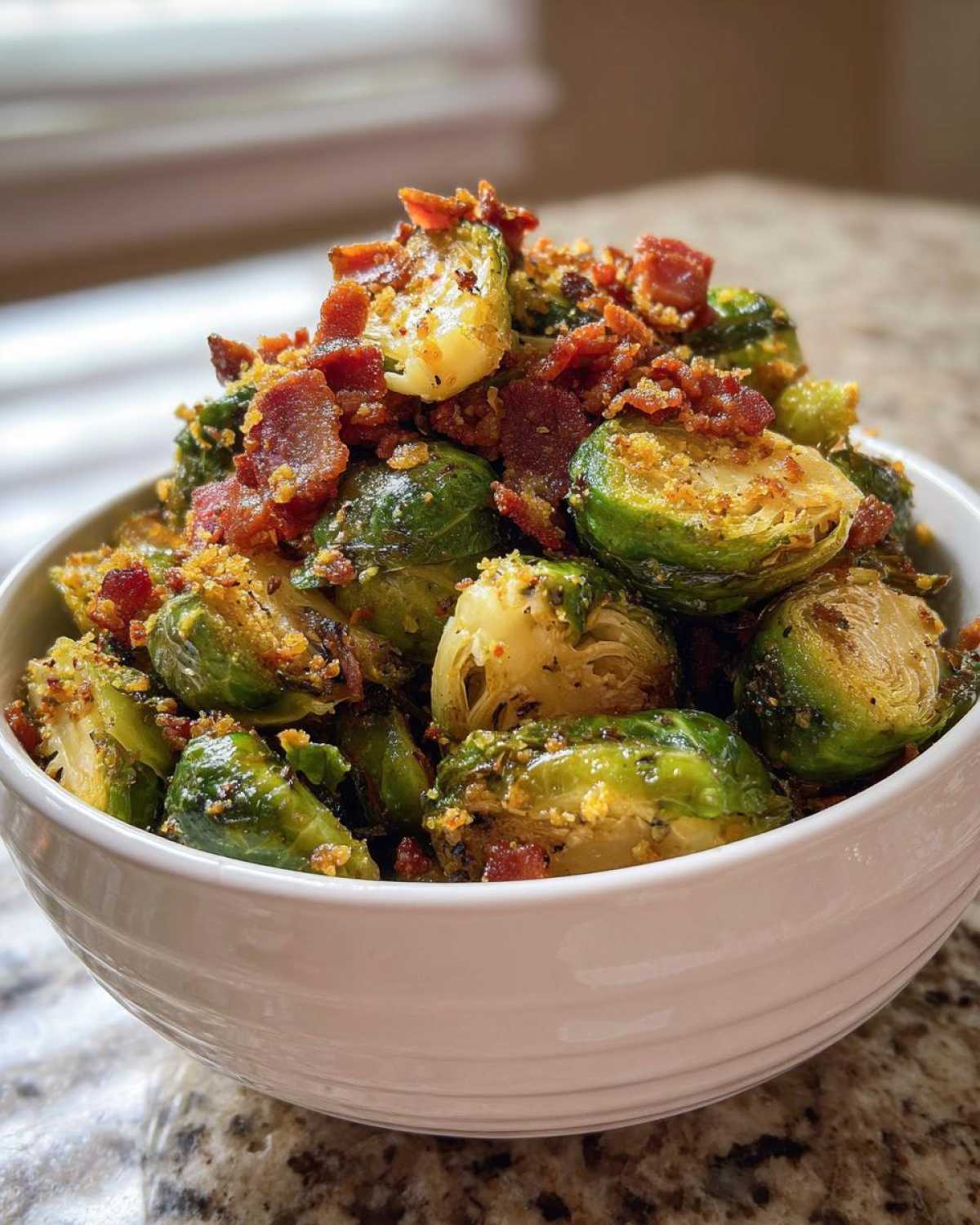 Air Fryer Brussels Sprouts with Bacon - detail 3