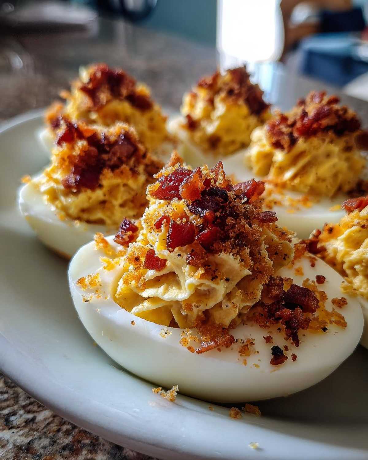 Bacon Cheddar Deviled Eggs (Upgraded Party Appetizer) - detail 3