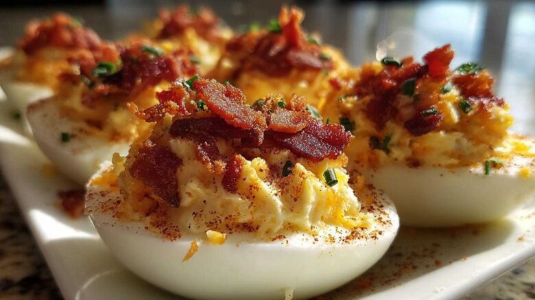 Bacon Cheddar Deviled Eggs (Upgraded Party Appetizer)