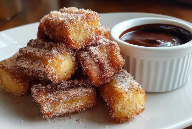 Churro Bites with Chocolate Sauce (Easy Fried Dough Treat)