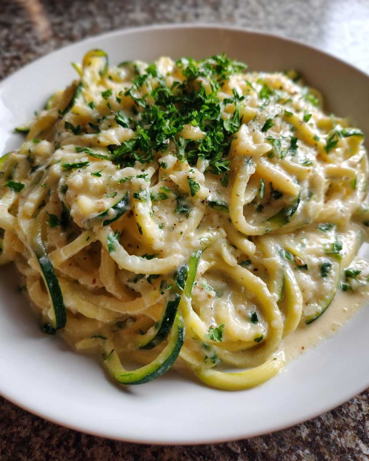 Creamy Zucchini Noodle Alfredo (Low-Carb Pasta Swap) - detail 3
