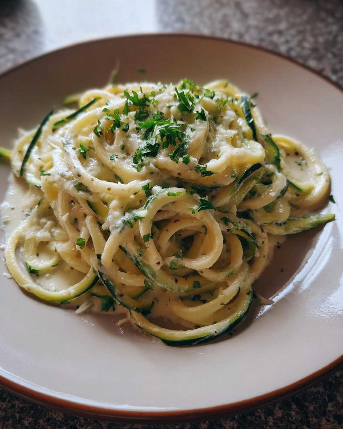 Creamy Zucchini Noodle Alfredo (Low-Carb Pasta Swap) - detail 1