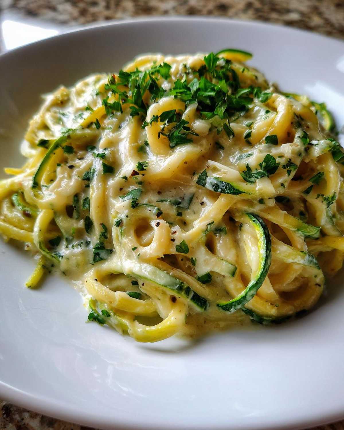 Creamy Zucchini Noodle Alfredo (Low-Carb Pasta Swap) - detail 4