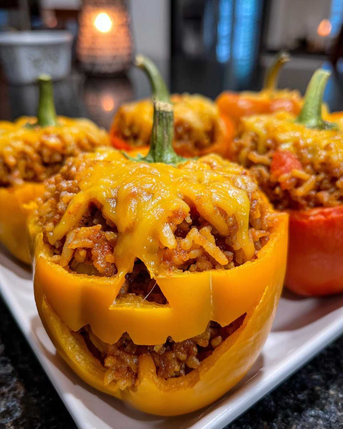Jack-O’-Lantern Stuffed Peppers (Fun Halloween Dinner) - detail 1