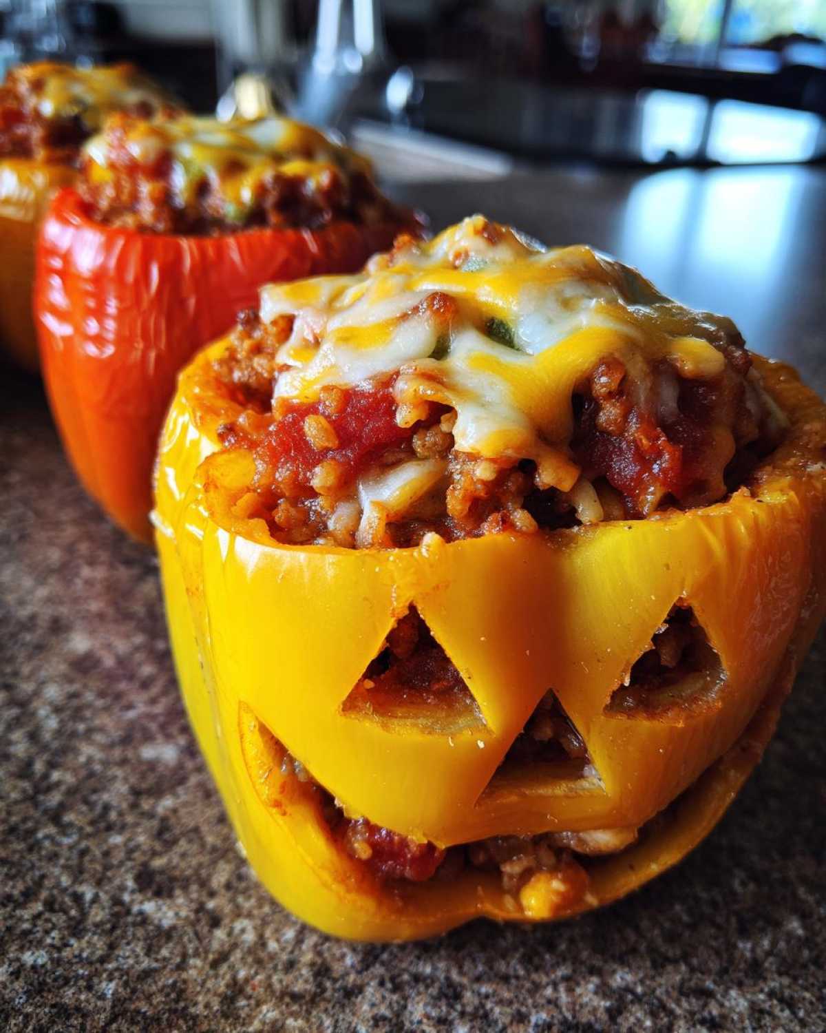 Jack-O’-Lantern Stuffed Peppers (Fun Halloween Dinner) - detail 2