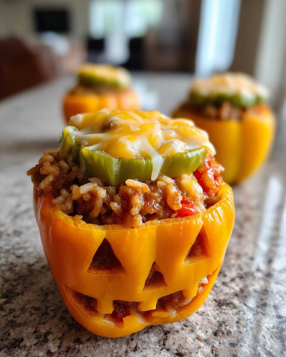 Jack-O’-Lantern Stuffed Peppers (Fun Halloween Dinner) - detail 3