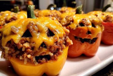 Jack-O’-Lantern Stuffed Peppers (Fun Halloween Dinner)