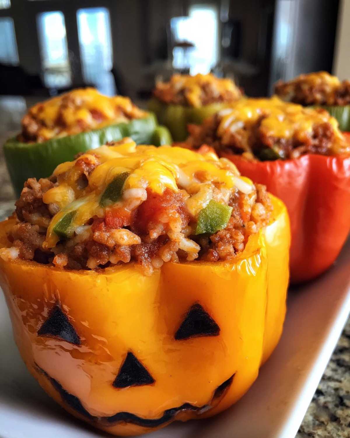 Jack-O’-Lantern Stuffed Peppers (Fun Halloween Dinner) - detail 4