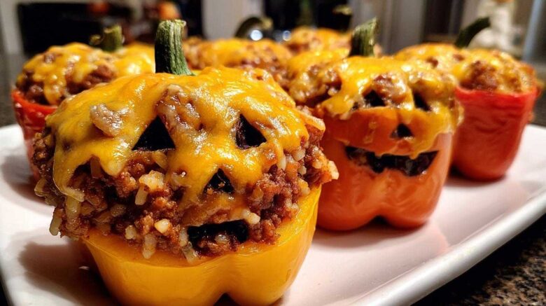 Jack-O’-Lantern Stuffed Peppers (Fun Halloween Dinner)