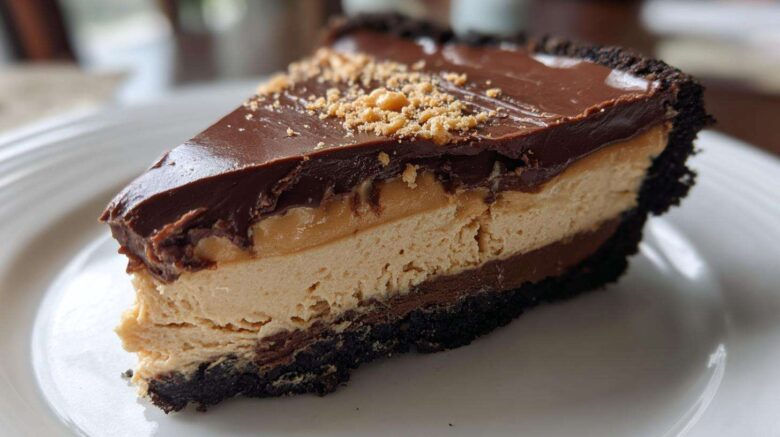 No-Bake Chocolate Peanut Butter Pie (5 Ingredients)
