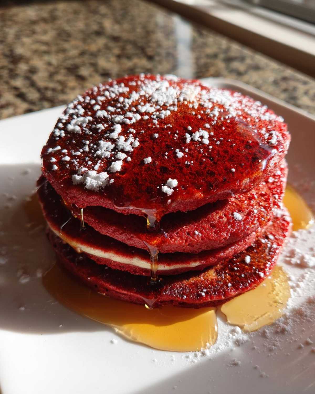 Red Velvet Pancakes (Festive Holiday Breakfast) - detail 2