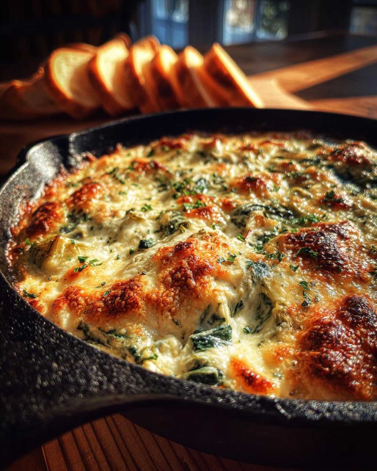 Skillet Spinach Artichoke Dip (Ooey-Gooey Party Appetizer) - detail 2