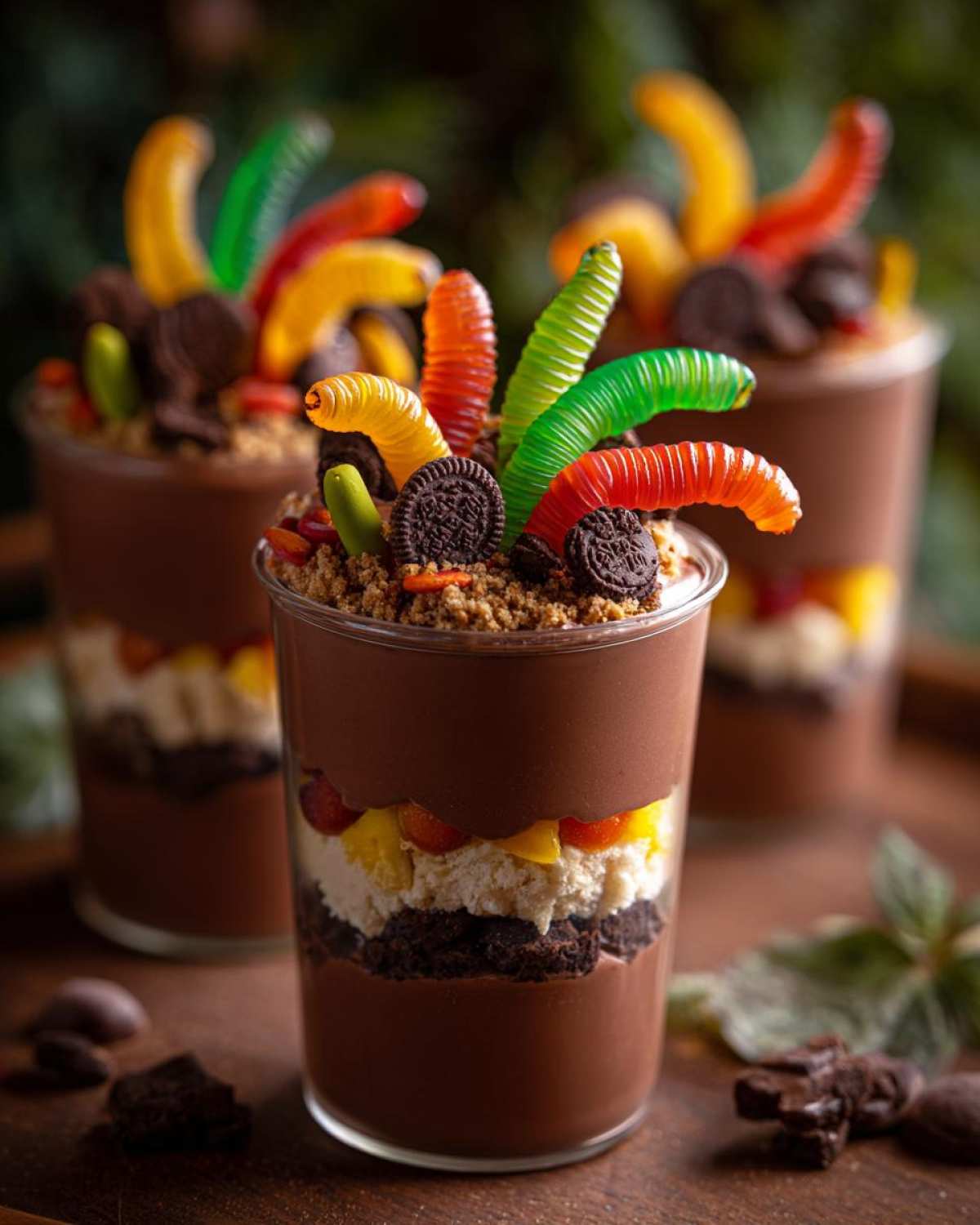 Worms & Dirt Pudding Cups (Creepy Halloween Dessert) - detail 3
