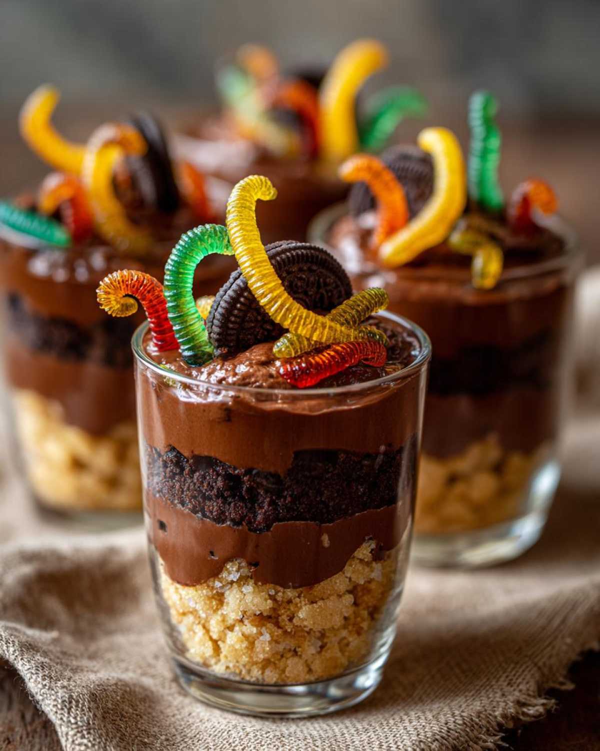 Worms & Dirt Pudding Cups (Creepy Halloween Dessert) - detail 4