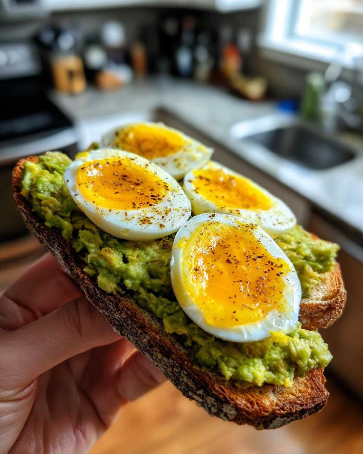 Avocado Toast with Turmeric-Egg-Stuffed Center - detail 1