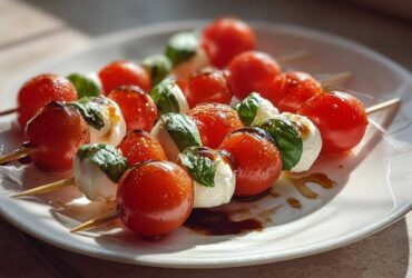 Basil Tomato Mozzarella Skewers