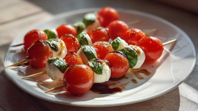 Basil Tomato Mozzarella Skewers