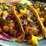 Beer-Battered Fish Tacos with Mango Slaw