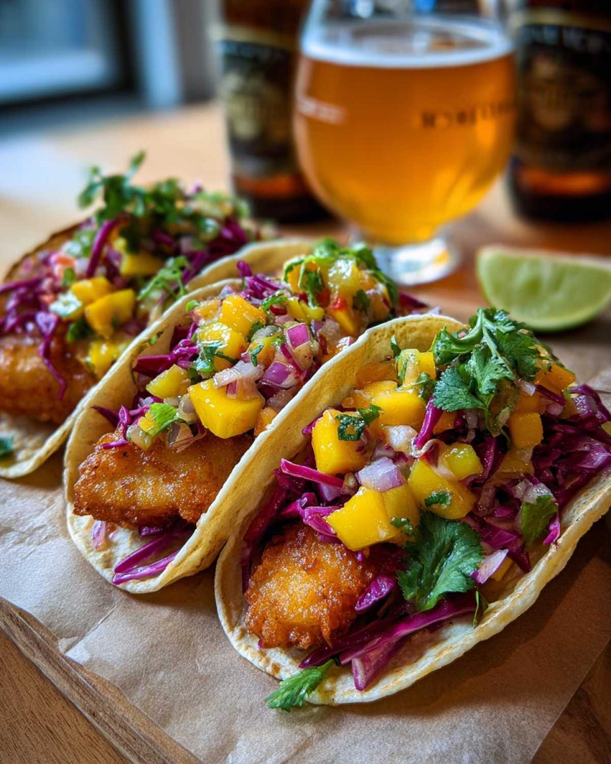 Beer-Battered Fish Tacos with Mango Slaw - detail 3