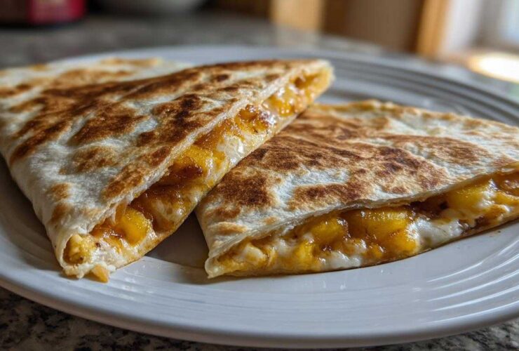 Brown Sugar Peach Breakfast Quesadilla