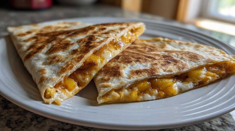 Brown Sugar Peach Breakfast Quesadilla