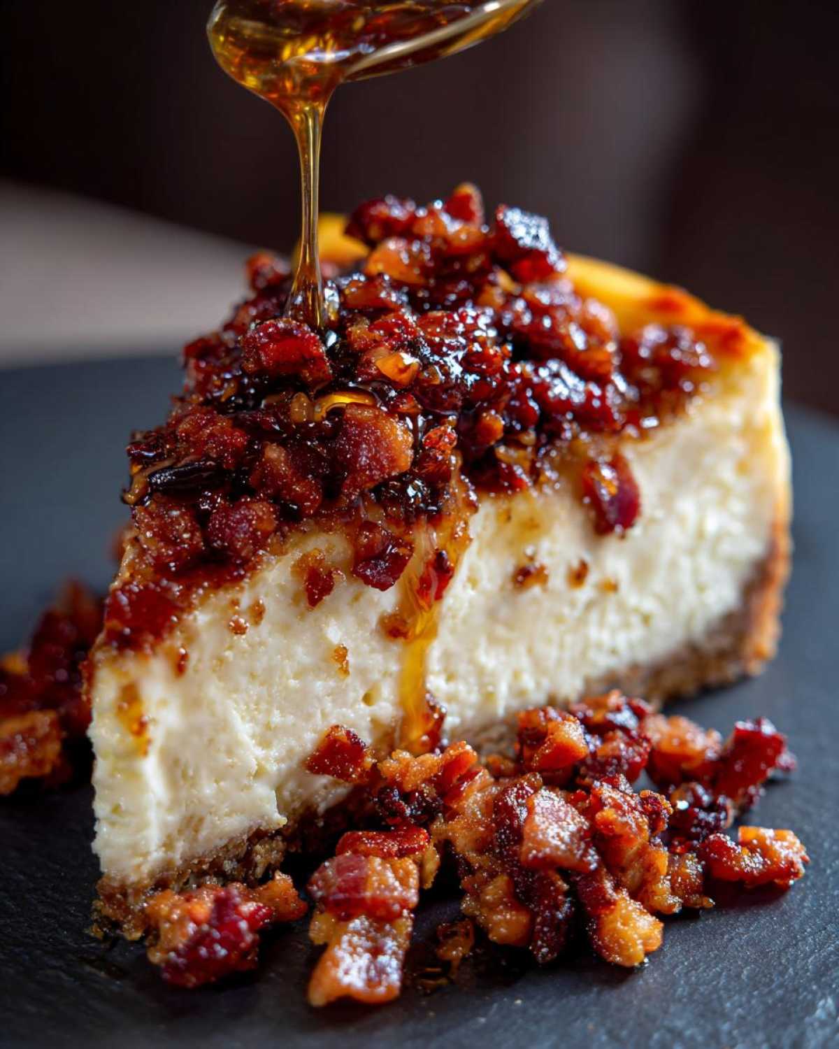 Candied Bacon Bourbon Cheesecake - detail 1