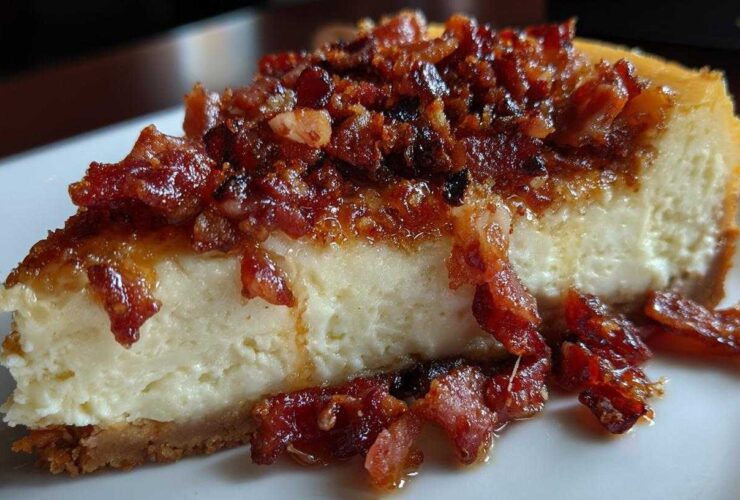 Candied Bacon Bourbon Cheesecake
