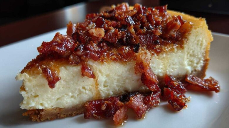 Candied Bacon Bourbon Cheesecake