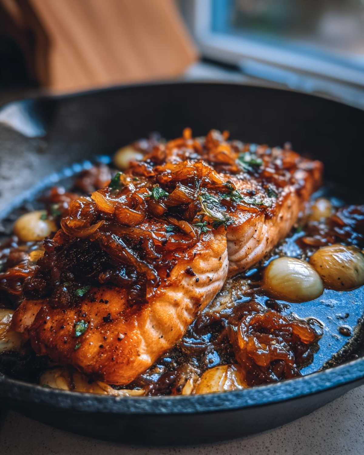 Caramelized Onion & Fig Baked Salmon - detail 1