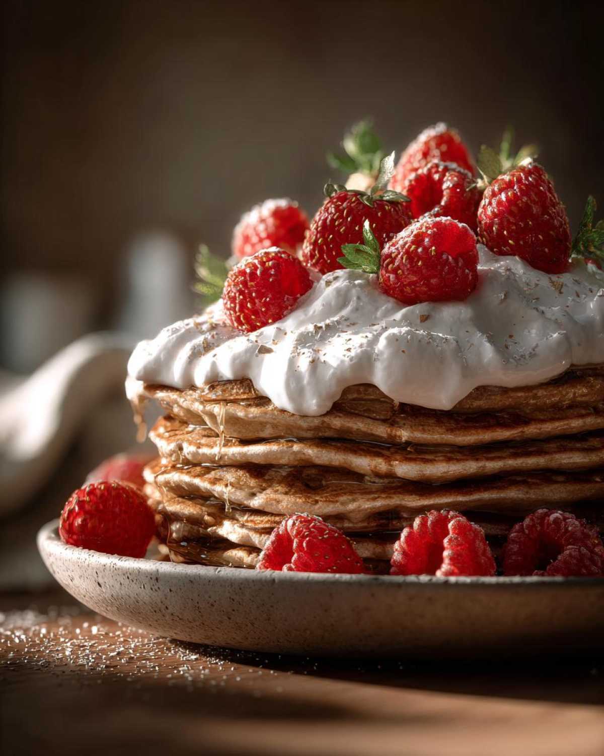 Chai-Spiced Oat Pancakes with Coconut Whipped Cream - detail 1