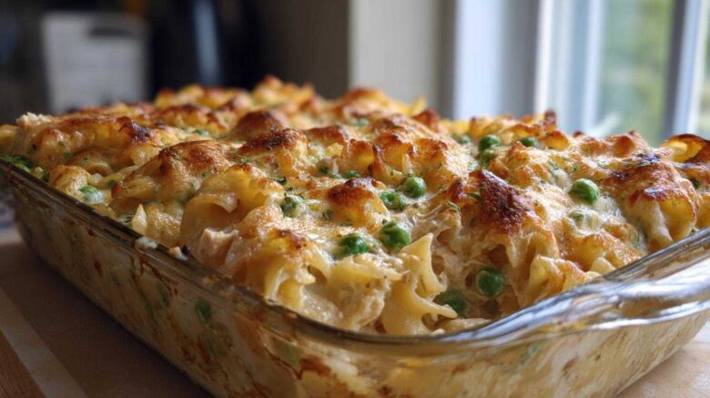 Cheesy tuna noodle casserole
