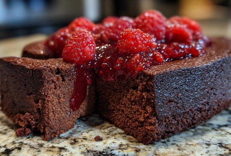 Chocolate Avocado Torte with Raspberry Salsa