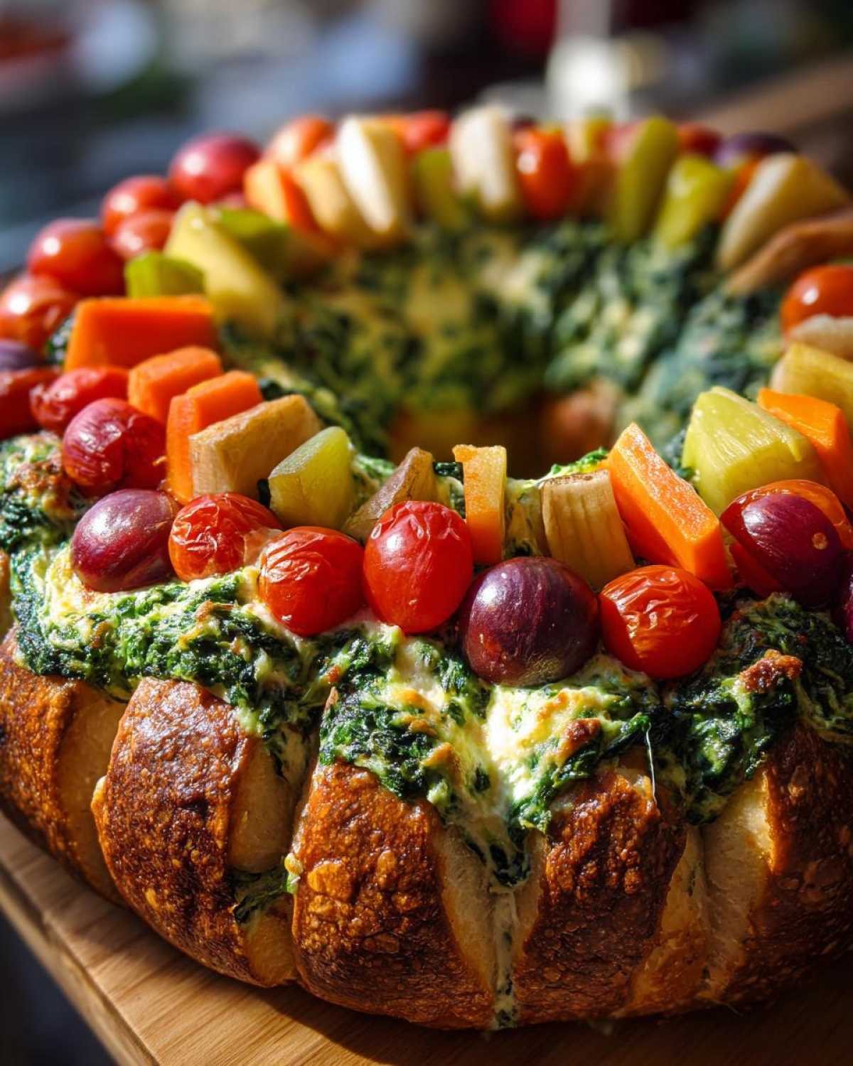Christmas Tree Spinach Dip Wreath - detail 2