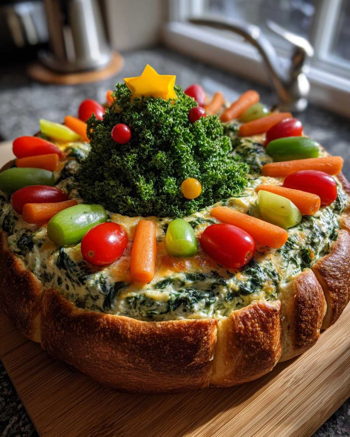 Christmas Tree Spinach Dip Wreath - detail 3