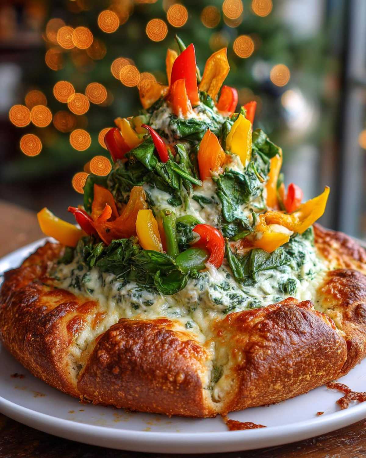 Christmas Tree Spinach Dip Wreath - detail 4
