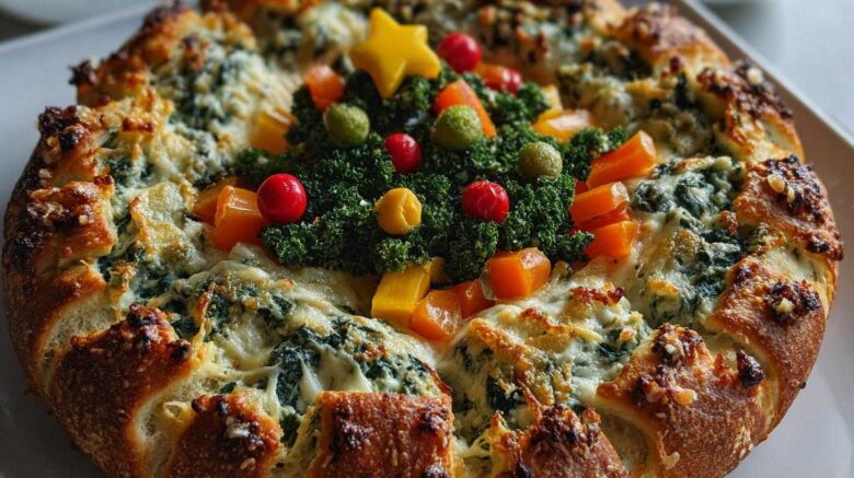 Christmas Tree Spinach Dip Wreath