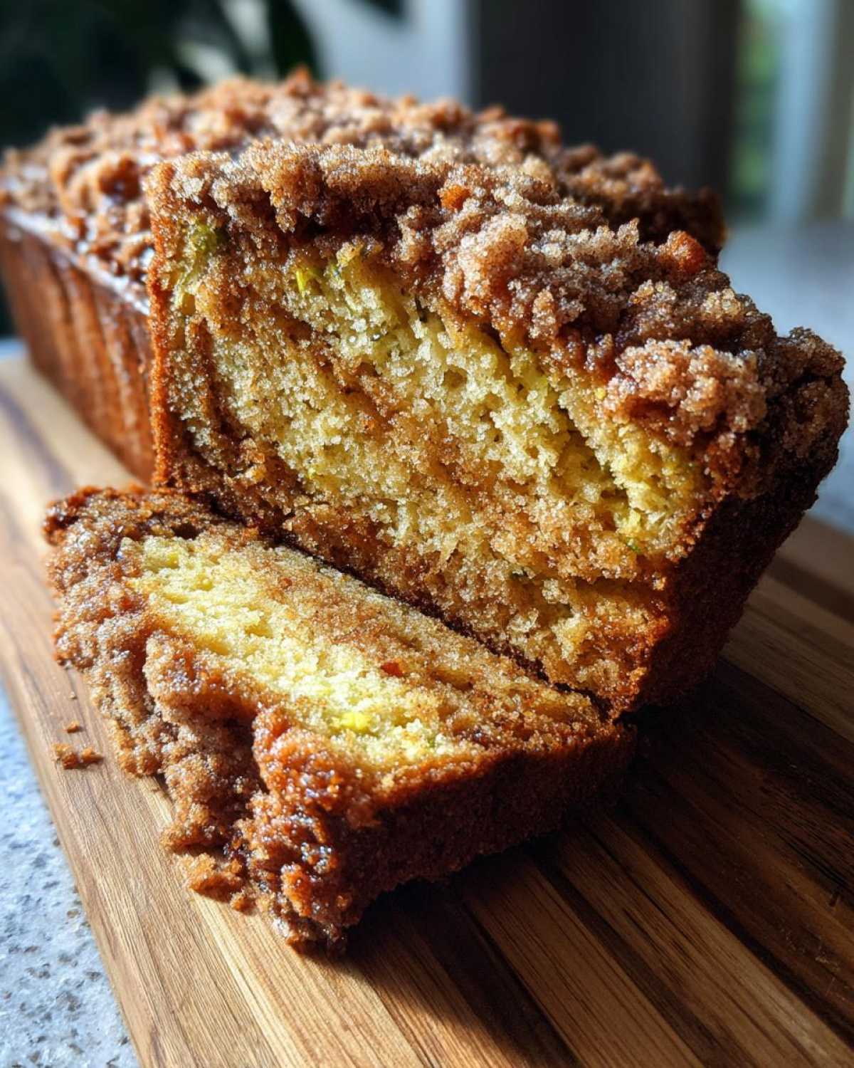 Cinnamon Streusel Topped Zucchini Bread Bakery Style - detail 1