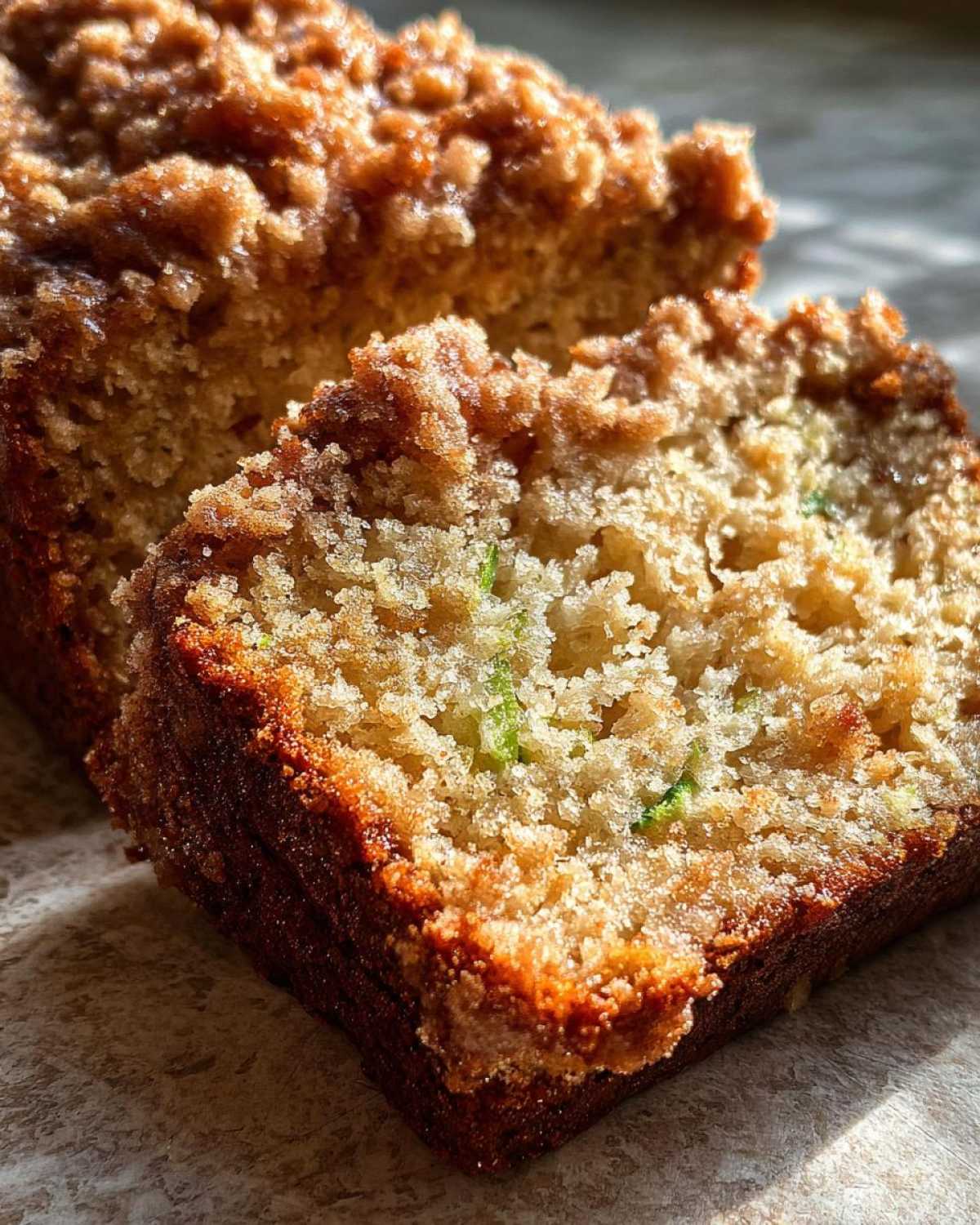 Cinnamon Streusel Topped Zucchini Bread Bakery Style - detail 4
