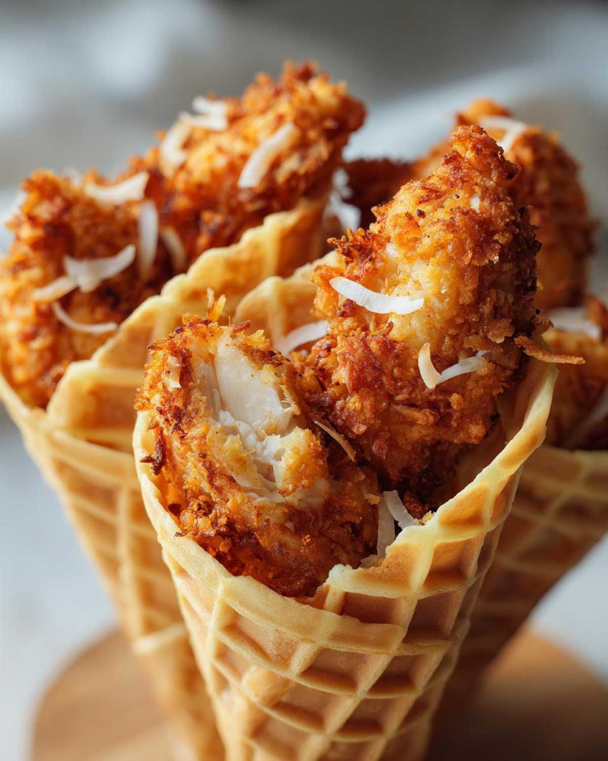 Coconut Chicken Waffle Cones - detail 1