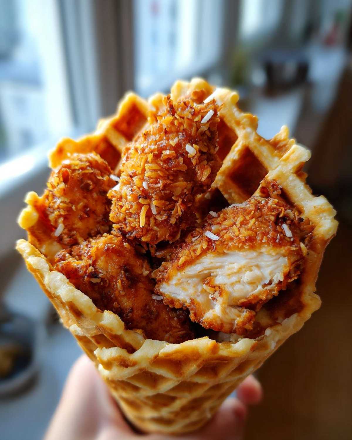 Coconut Chicken Waffle Cones - detail 2