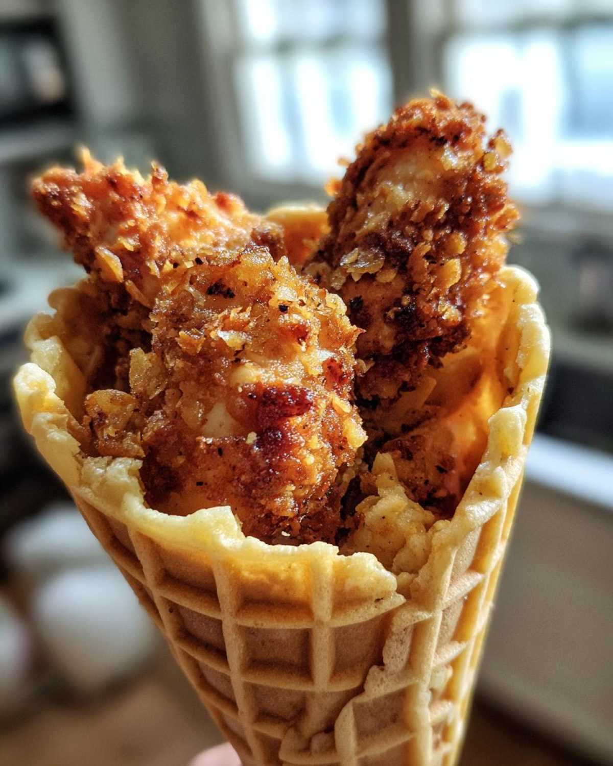 Coconut Chicken Waffle Cones - detail 4