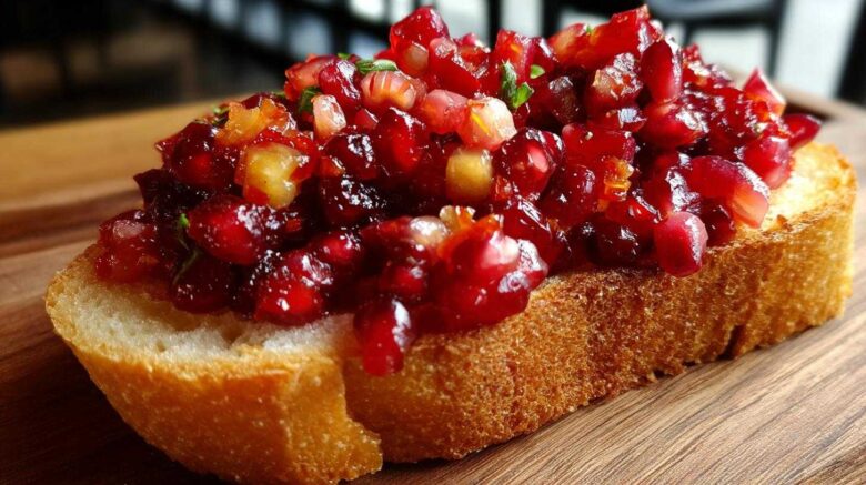 Cranberry Pomegranate Salsa Bruschetta